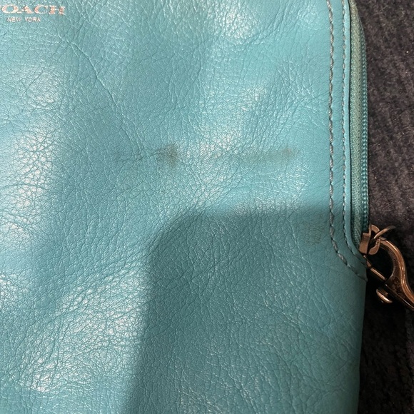 Coach Turquoise Leather Wristlet Baby Blue Super Soft Leather - Picture 3 of 7